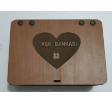 Aşk Bankası Ahşap Hediye Kutusu Sevgiliye Hediye
