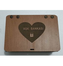 Aşk Bankası Ahşap Hediye Kutusu Sevgiliye Hediye