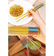 Bambu Chopstick Çubuk Yemek Çubuğu Yıkanabilir Tekrar Kullanılabilir (3 Çift- 6 Adet )