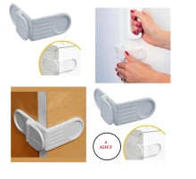 Bebek Çocuk Güvenlik Çekmece ve Dolap İçin Kendiliğinde Yapışkanlı Vidasız Köşe Kapak Kilidi x 2 Adet