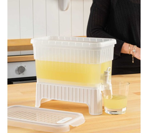 Beyaz Buzdolabı İçi Musluklu Ayaklı Su -Limonata - İçecek Sebili Piknik Bidonu 4 LT