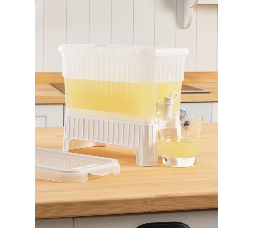 Beyaz Buzdolabı İçi Musluklu Ayaklı Su -Limonata - İçecek Sebili Piknik Bidonu 4 LT