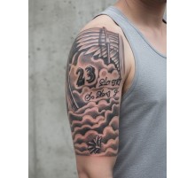 Bulutlar Melek Kanatları Geçici Dövme Şablonu Büyük Boy