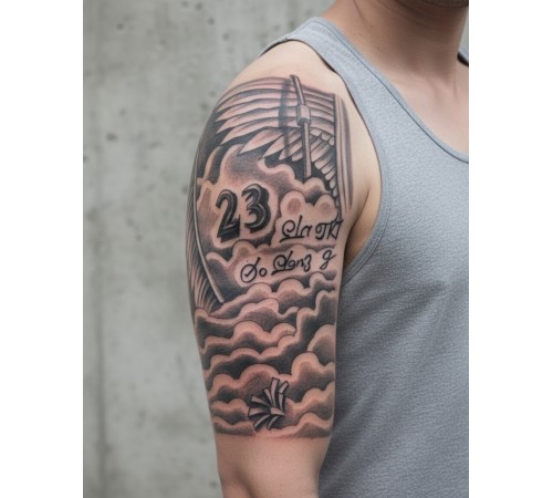 Bulutlar Melek Kanatları Geçici Dövme Şablonu Büyük Boy