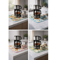 Çay Matı Çay Makinesi % 100 Mikrofiber Altlığı Su Emici Tezgah Koruyucu Kurulama Matı