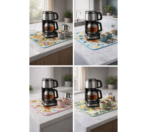 Çay Matı Çay Makinesi % 100 Mikrofiber Altlığı Su Emici Tezgah Koruyucu Kurulama Matı