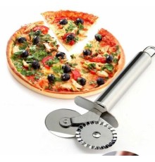 Çİft Başlı Metal Pizza Kesici ve Hamur Ruleti