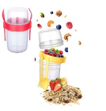 Çift Hazneli - Çatal Kaşıklı Portatif Müsli -Atıştırmalık Kabı 1100 ML