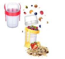 Çift Hazneli - Çatal Kaşıklı Portatif Müsli -Atıştırmalık Kabı 800 ML