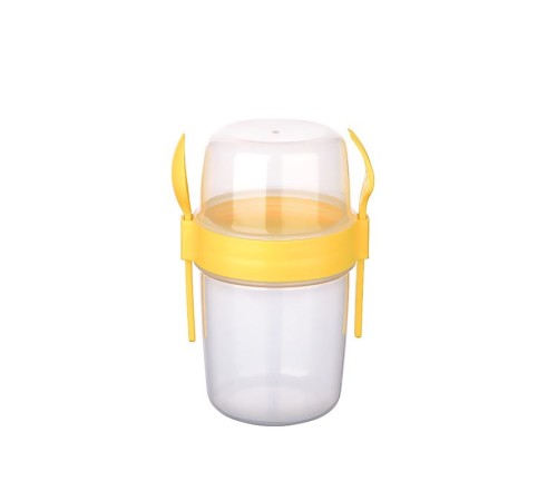 Çift Hazneli - Çatal Kaşıklı Portatif Müsli -Atıştırmalık Kabı 500 ML Çift Hazneli - Çatal Kaşıklı Portatif Müsli -Atıştırmalık Kabı 500 ML
