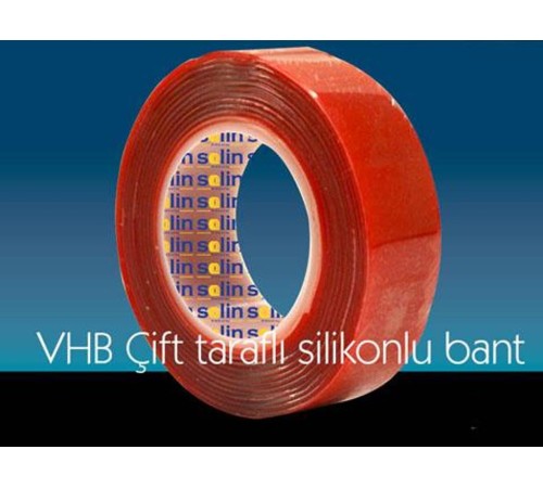 Çift Taraflı Akrilik Silikonize Bant 18 mm x 2 metre Kırmızı VHB Çift Taraflı Akrilik Silikonize Bant 18 mm x 2 metre Kırmızı VHB
