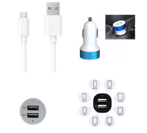 Çift USB Girişli 3.1 Çıkışlı Seyahat Seti Android / Micro Usb Çift USB Girişli 3.1 Çıkışlı Seyahat Seti Android / Micro Usb