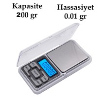 Dijital Hassas Elektronik Kuyumcu Cep Terazisi Tartı 200 gr /  0.01 gr