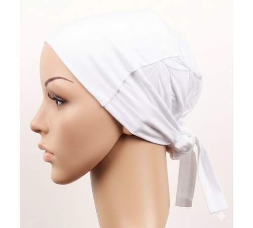 Dikişsiz Bağlamalı Tesettür Bone - Bağlamalı Bandana Beyaz 5 Adet