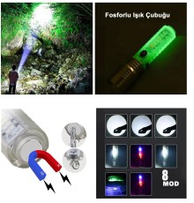 El Feneri 8 Mod Şarjlı Fosforlu Mıknatıslı Led El Feneri