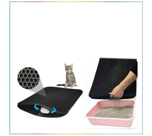 Elekli Kedi Tuvalet Önü Paspası - Siyah Elekli Kedi Tuvalet Önü Paspası - Siyah