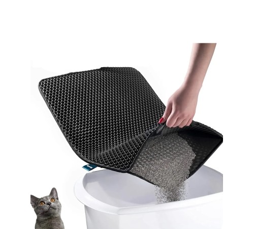 Elekli Kedi Tuvalet Önü Paspası - Siyah Elekli Kedi Tuvalet Önü Paspası - Siyah