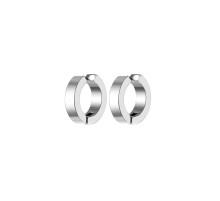 Erkek Küpesi - 2 Adet Çelik Kıstırmalı Küpe Paslanmaz Atmaz Çelik Gümüş Renk Küpe