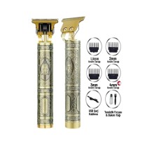 Gold Uçlu Vintage  Şarjlı Traş Makinesi Saç Sakal Ense Çizim Vucüt Kılı Tıraş Makinası