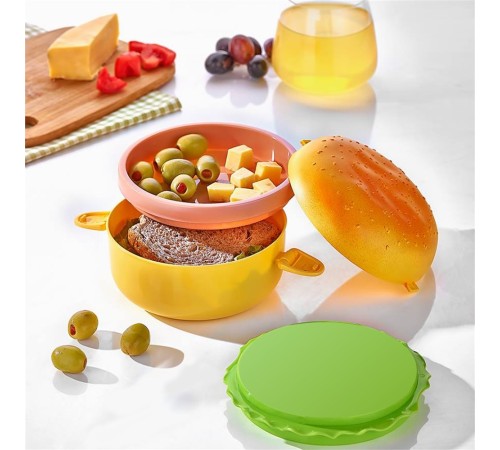 Hamburger Görünümlü Beslenme ve Saklama Kabı Hamburger Görünümlü Beslenme ve Saklama Kabı