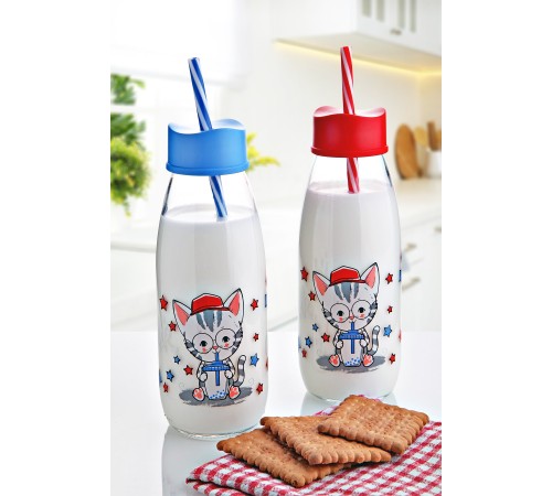Hayvan Figürlü Pipetli Su Ve Süt Şişesi Cam 500 ML Hayvan Figürlü Pipetli Su Ve Süt Şişesi Cam 500 ML