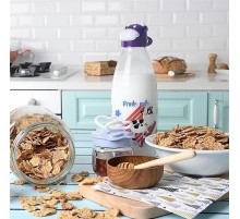 İnek Tasarımlı Sevimli Cam Suluk - Süt Şişesi 1000 ML