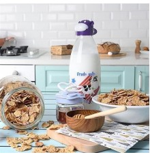 İnek Tasarımlı Sevimli Cam Suluk - Süt Şişesi 1000 ML