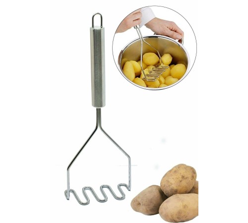 İnox Paslanmaz Metal Patates Ezici Püre Yapıcı 27 cm İnox Paslanmaz Metal Patates Ezici Püre Yapıcı 27 cm