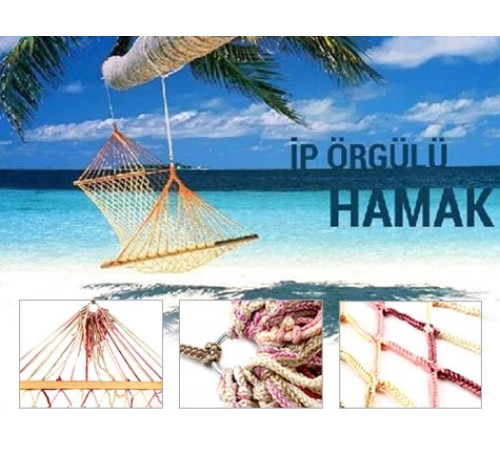 İp Örgülü Ahşap Hamak İp Örgülü Ahşap Hamak