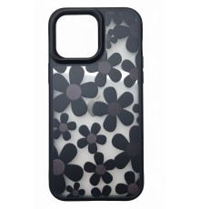 iPhone 16 Pro Max Çiçekli Kılıf Bağlama Aparatlı Siyah