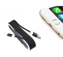 iPhone Örgü Şeklinde Renkli Çelik Şarj Data Kablosu - Siyah