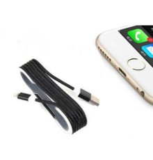 iPhone Örgü Şeklinde Renkli Çelik Şarj Data Kablosu - Siyah