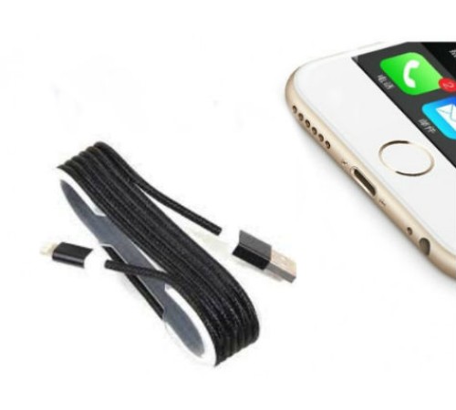 iPhone Örgü Şeklinde Renkli Çelik Şarj Data Kablosu - Siyah iPhone Örgü Şeklinde Renkli Çelik Şarj Data Kablosu - Siyah