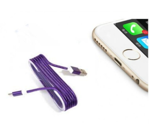 iPhone Örgü Şeklinde Renkli Çelik Şarj Data Kablosu - Mor iPhone Örgü Şeklinde Renkli Çelik Şarj Data Kablosu - Mor