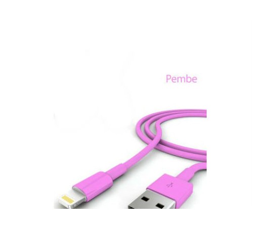 iPhone Şarj Data Kablosu - Pembe iPhone Şarj Data Kablosu - Pembe