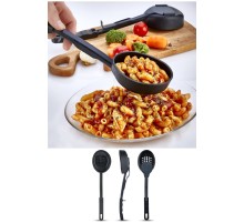 Isıya Dayanıklı 3 in 1 Servis Kepçesi - Kepçe Kevgir Kaşık 3&#39;ü Bir Arada Servis Seti