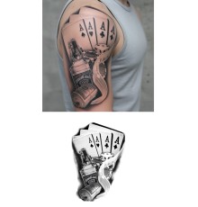 İskambil Dolar Zar Geçici Dövme Şablonu Büyük Boy