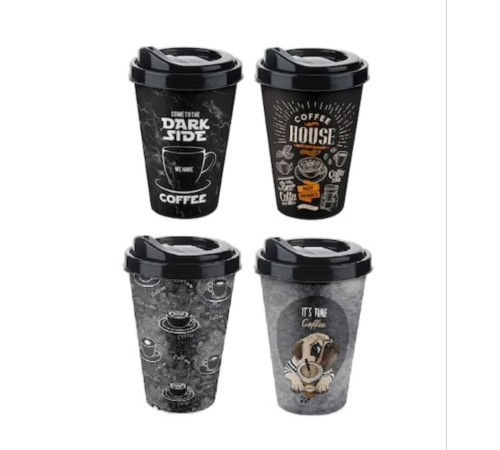 Kahve Bardağı - Kapaklı Desenli 650ML Kahve Bardağı - Kapaklı Desenli 650ML