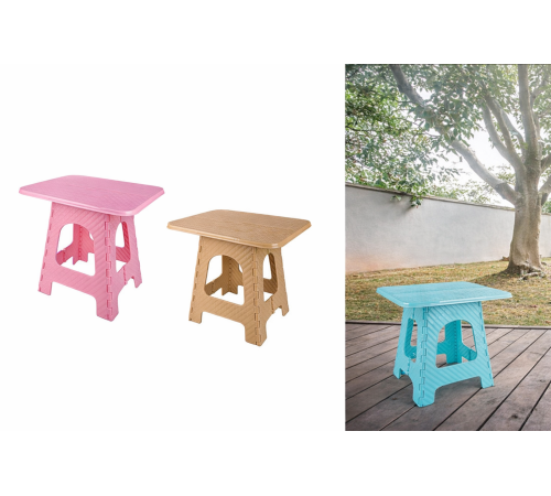 Katlanır Rattan Sehpa Dayanıklı Plastik Balkon Bahçe Kamp Sehpası