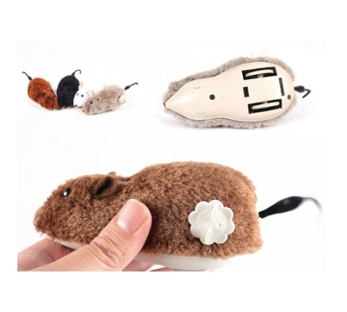 Kurmalı Kedi Eğitim Oyuncağı Tüylü Fare