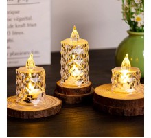 Led Mum Şeffaf Kristal LED Mum Pilli Alevsiz Çay Mumu Düğün Doğum Günü Ortam Işığı Midi