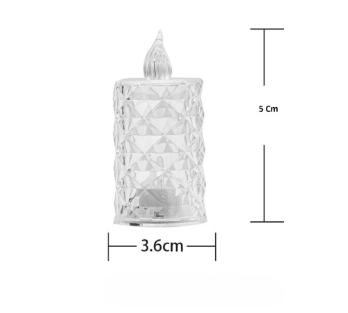 Led Mum Şeffaf Kristal LED Mum Pilli Alevsiz Çay Mumu Düğün Doğum Günü Ortam Işığı Mini