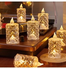 Led Mum Şeffaf Kristal LED Mum Pilli Alevsiz Çay Mumu Düğün Doğum Günü Ortam Işığı