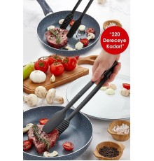 Maşa - 220 Dereceye Kadar Dayanıklı Yanmaz - Yapışmaz Plastik Izgara Maşası 30 Cm