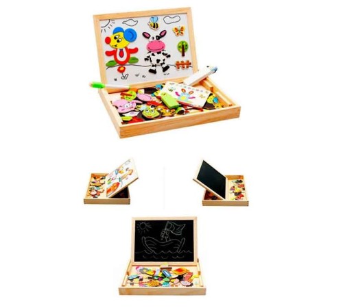 Mıknatıslı Çift Taraflı Ahşap Yazı Tahtası Seti