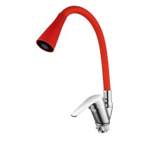 Oynar Başlıklı Çelik Spiral Üzeri Silikon Kaplama Musluk Başlığı Kobra Fonksiyonlu Musluk - Kırmızı