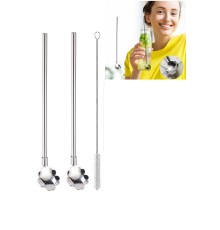 Paslanmaz Metal 2 li Kaşıklı Pipet Fırça Seti