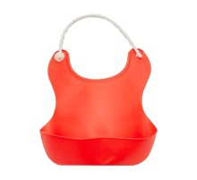 Pelikan Silikon Mama Önlüğü / Silikon Hazneli Bebek Mama Önlüğü - Kırmızı