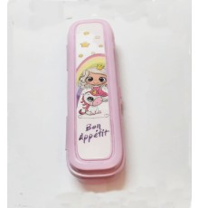 Pembe Multi Renkli Kapaklı Kalemlik Kutusu -Çanta İçi Saklama - Diş Fırçası - Makyaj Fırçası Kutu