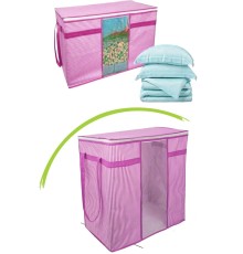 Pencereli Saklama Hurcu - Pembe Beyaz Çizgili
